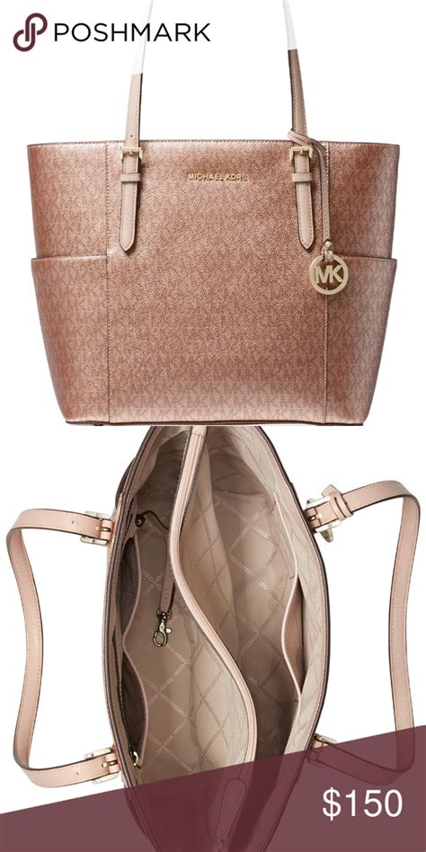 michael kors rose gold tote shop shoulder bag|Michael Kors large gold tote.